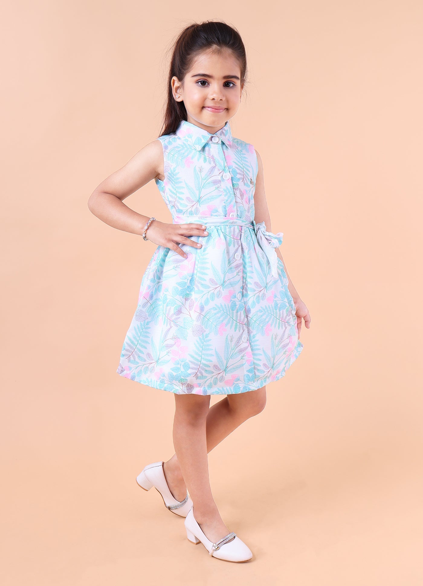 Stylish Belt Summer Print Dress