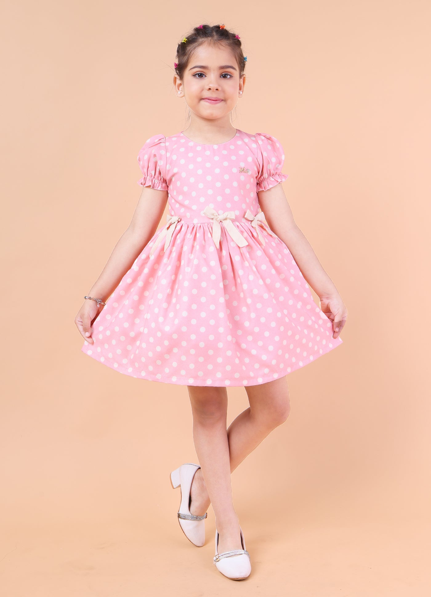 Polka Princess Puff Sleeve Dress