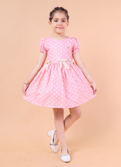 Polka Princess Puff Sleeve Dress