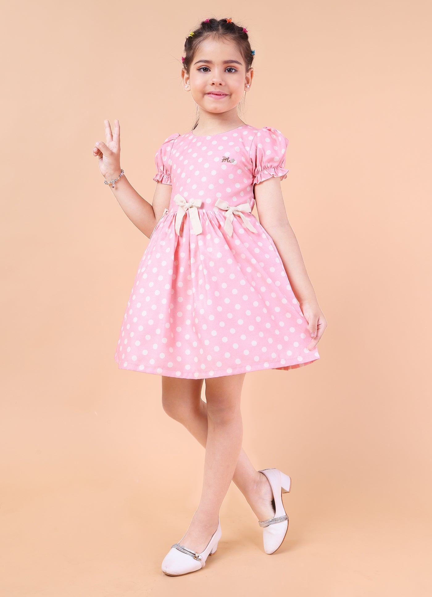 Polka Princess Puff Sleeve Dress