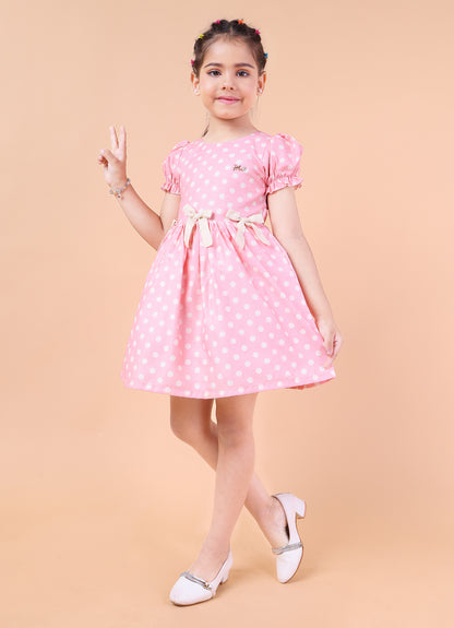 Polka Princess Puff Sleeve Dress