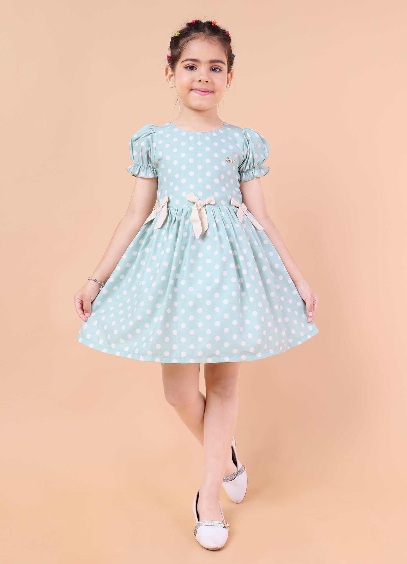 Polka Princess Puff Sleeve Dress