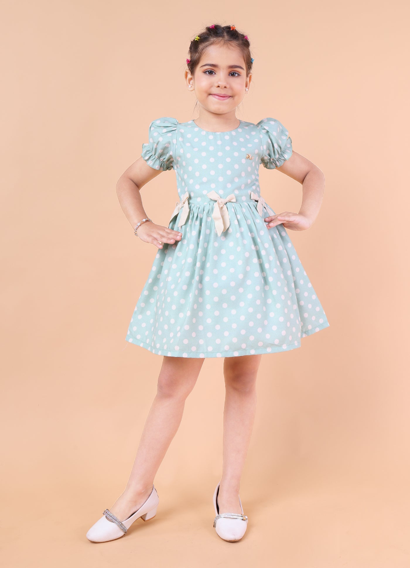 Polka Princess Puff Sleeve Dress
