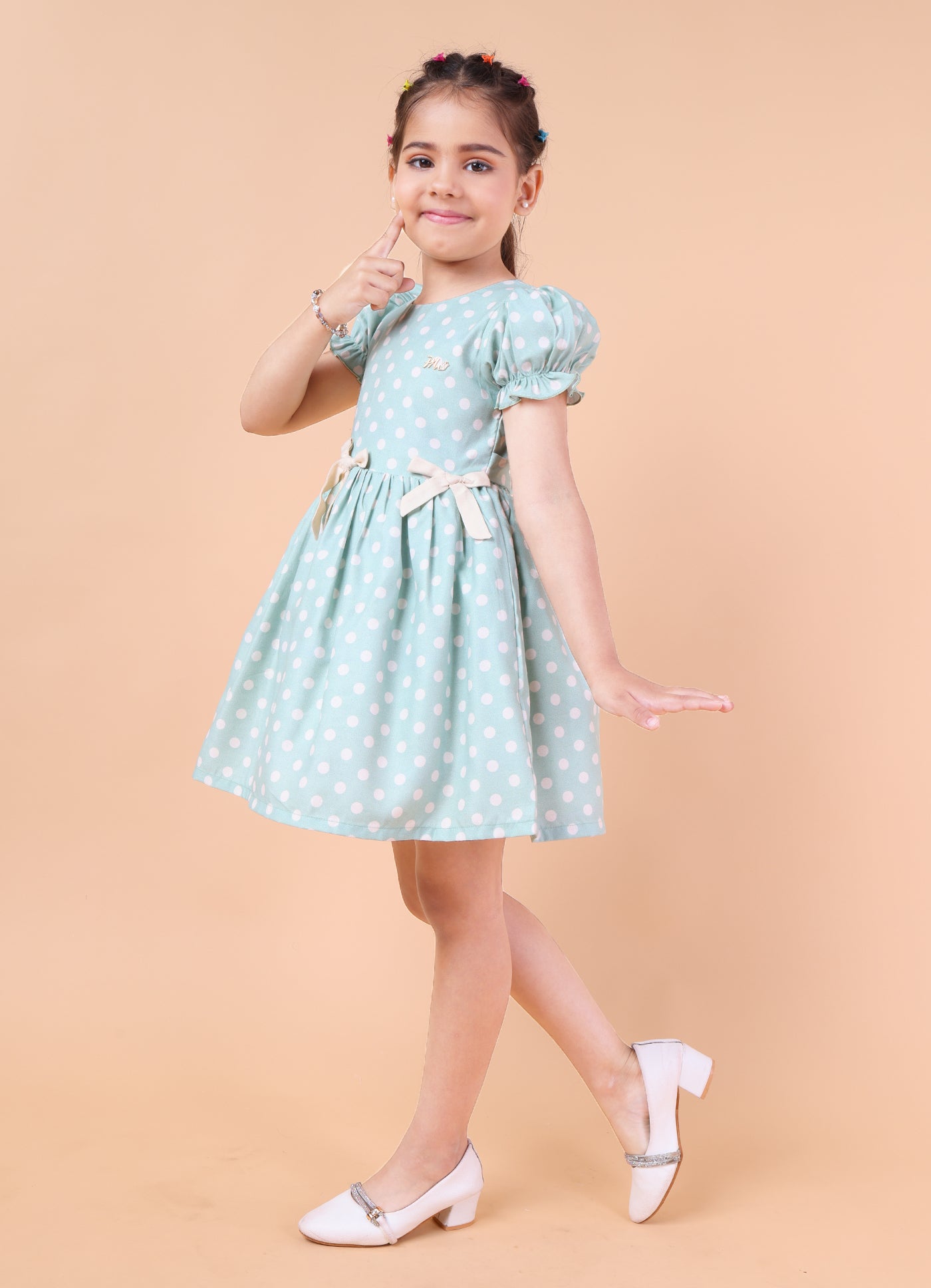 Polka Princess Puff Sleeve Dress