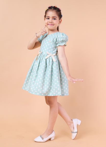 Polka Princess Puff Sleeve Dress