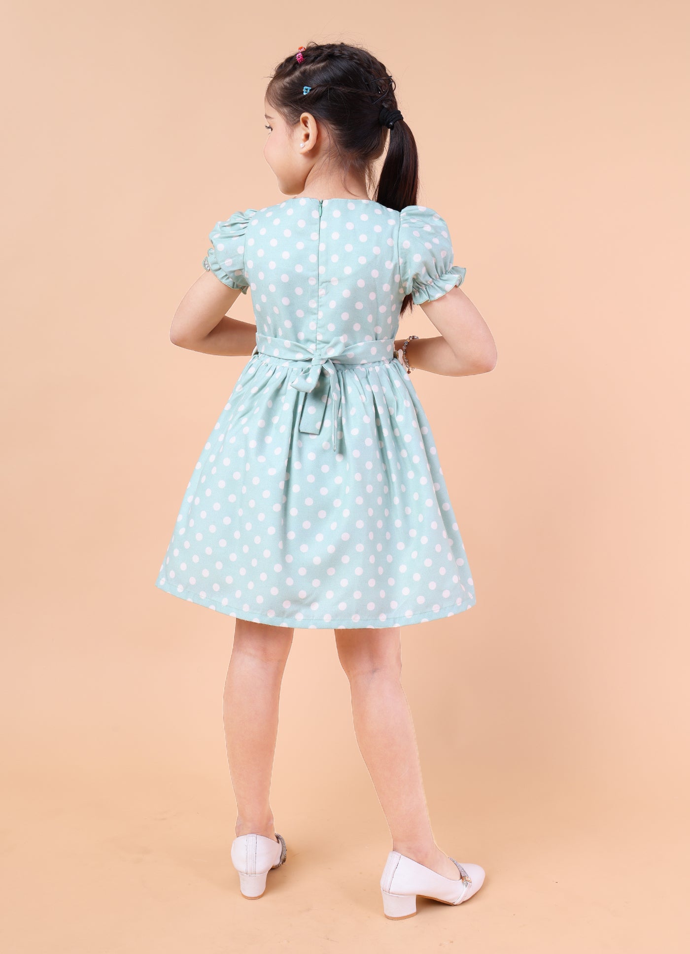 Polka Princess Puff Sleeve Dress