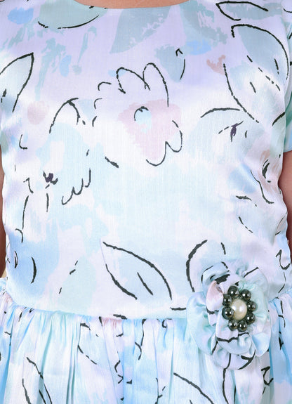 Abstract Floral Printed Dress