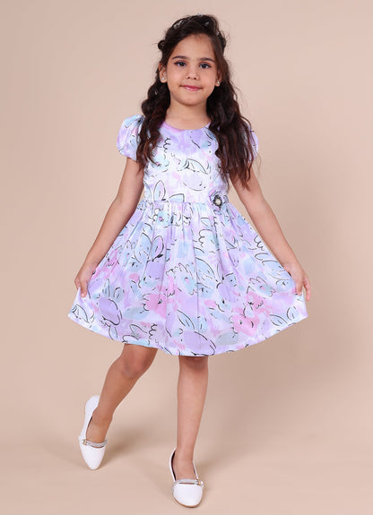 Abstract Floral Printed Dress