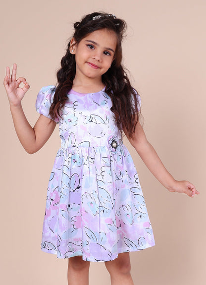 Abstract Floral Printed Dress