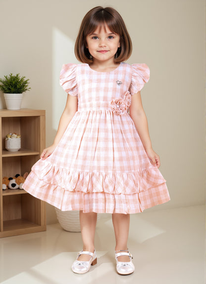 Sweet Gingham Bloom Frock