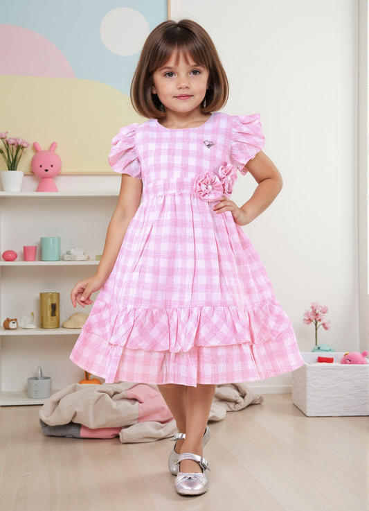 Sweet Gingham Bloom Frock