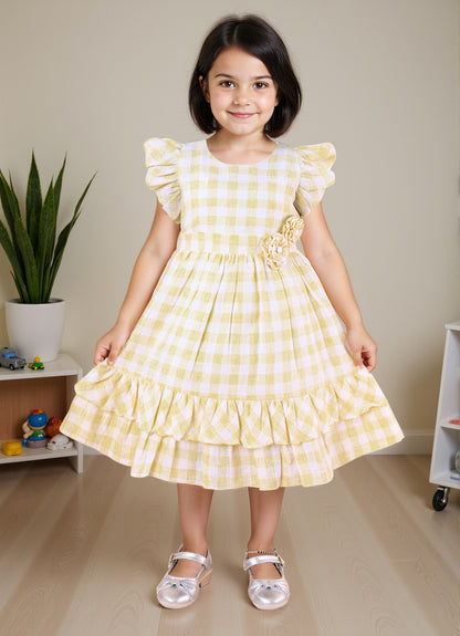 Sweet Gingham Bloom Frock