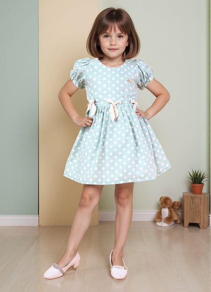 Polka Princess Puff Sleeve Dress