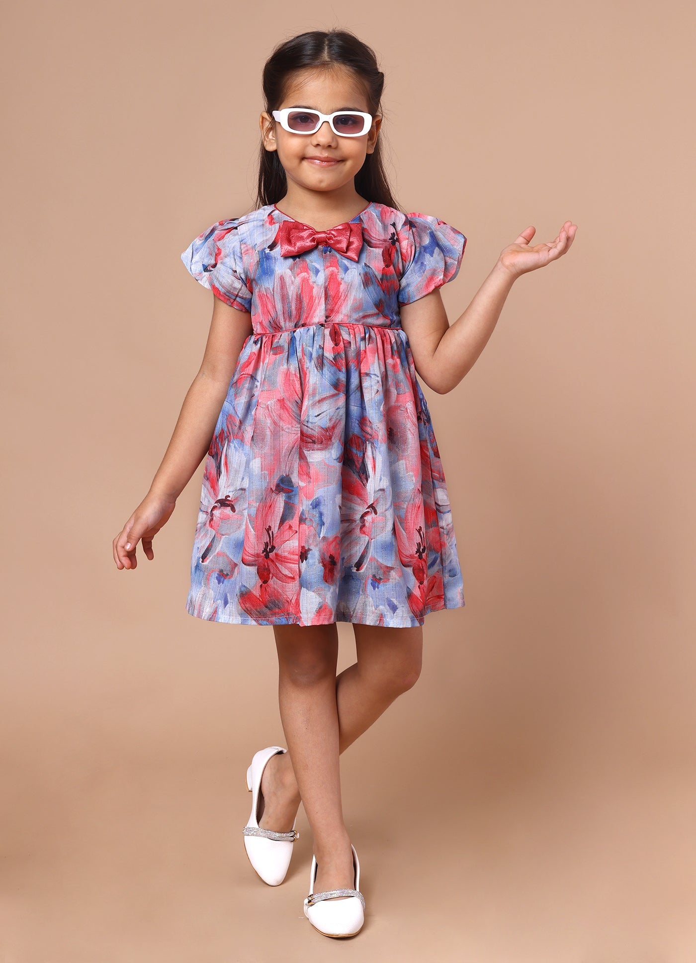 Fancy Print Bow Dress