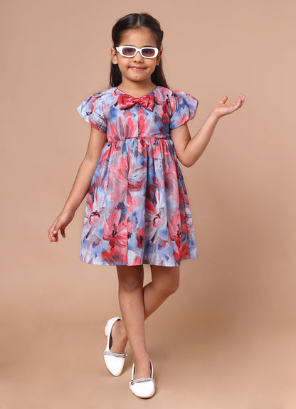 Fancy Print Bow Dress