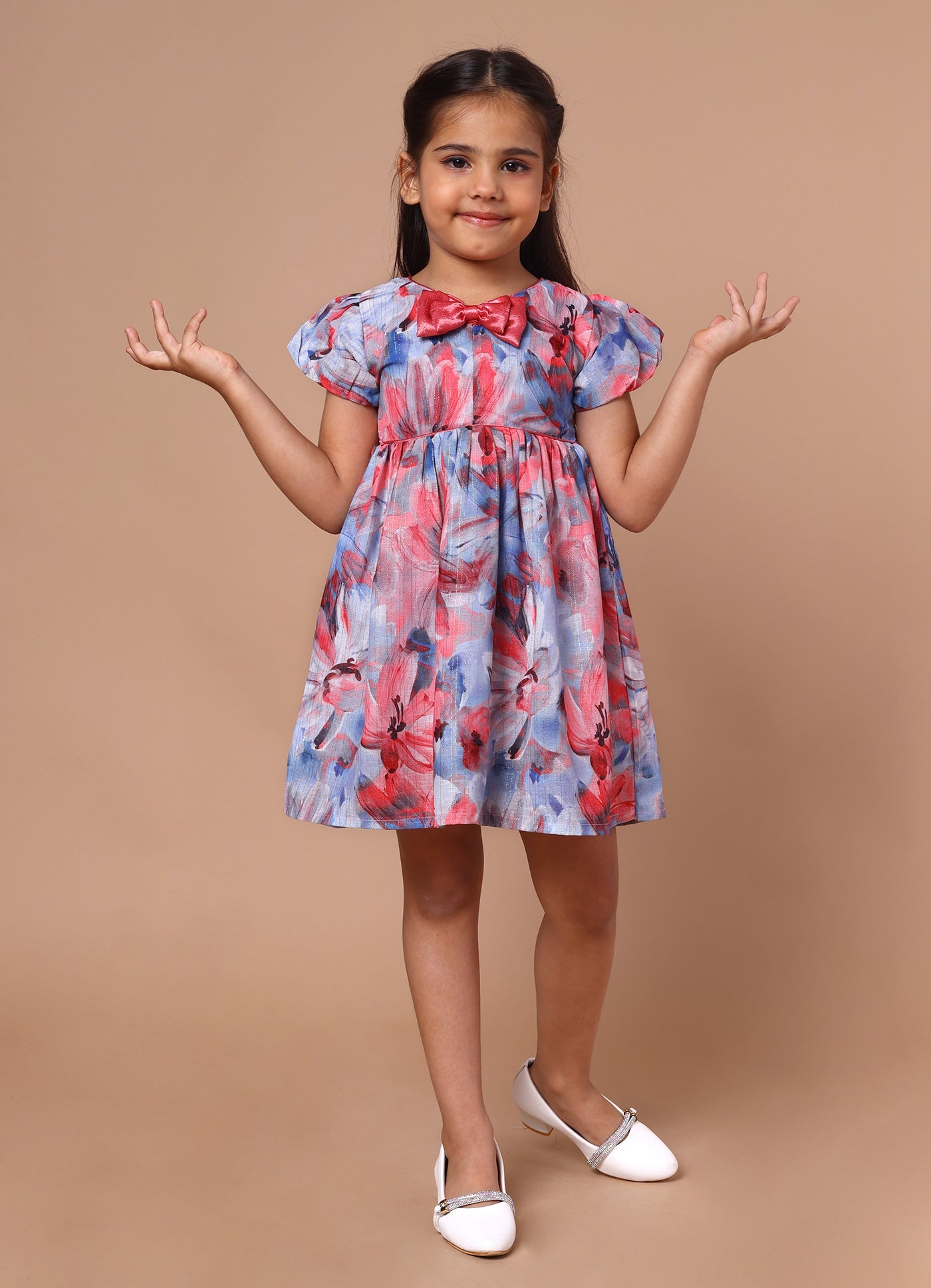 Fancy Print Bow Dress