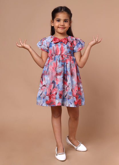 Fancy Print Bow Dress