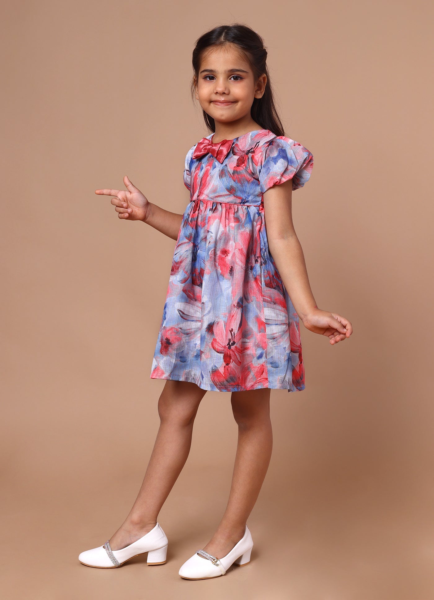 Fancy Print Bow Dress