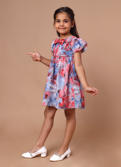 Fancy Print Bow Dress