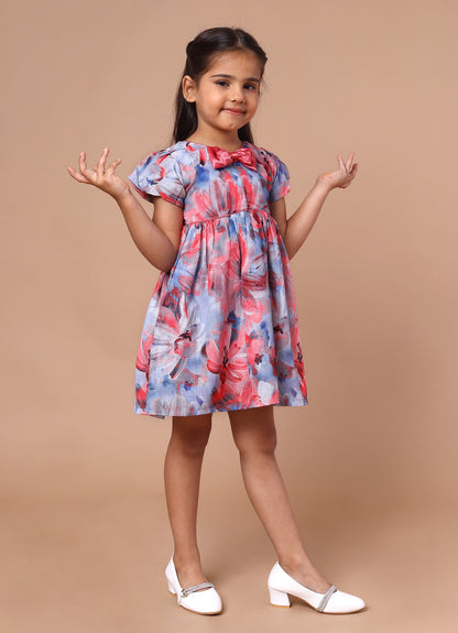 Fancy Print Bow Dress