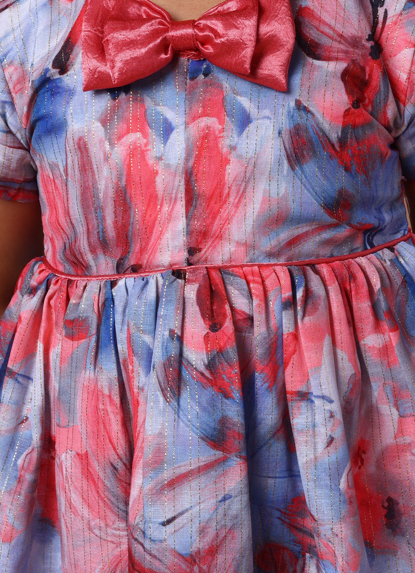 Fancy Print Bow Dress