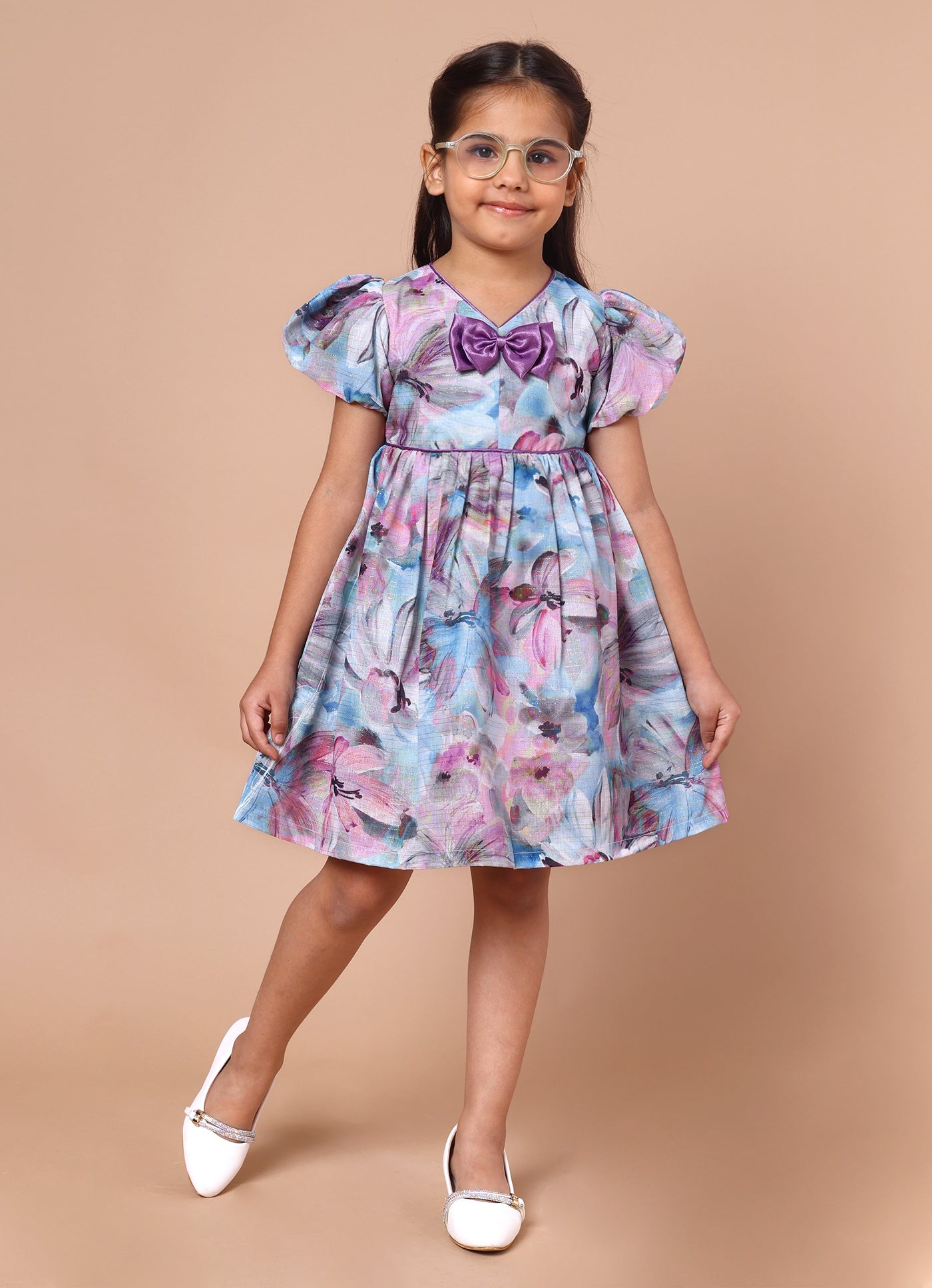 Fancy Print Bow Dress