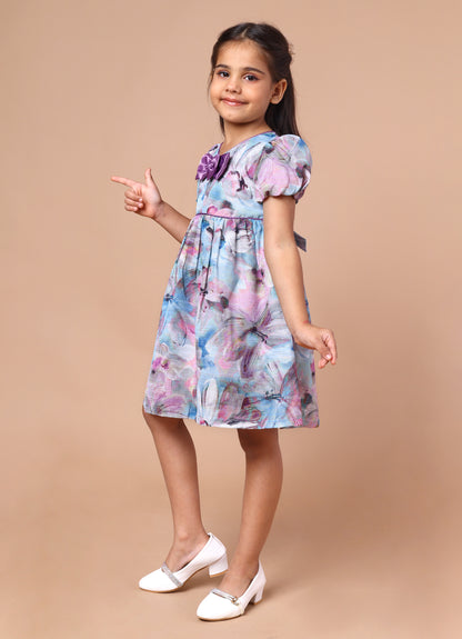 Fancy Print Bow Dress