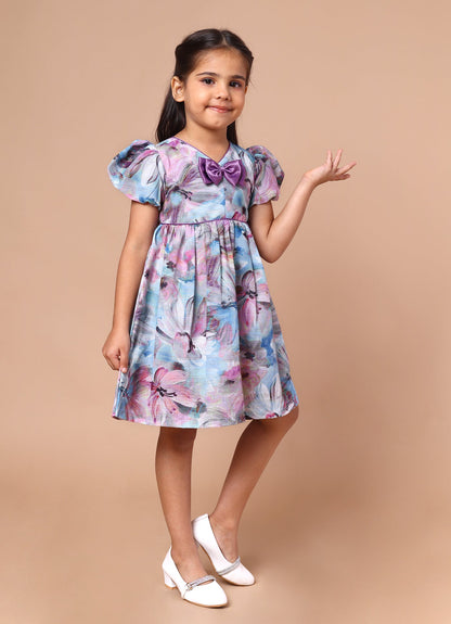 Fancy Print Bow Dress