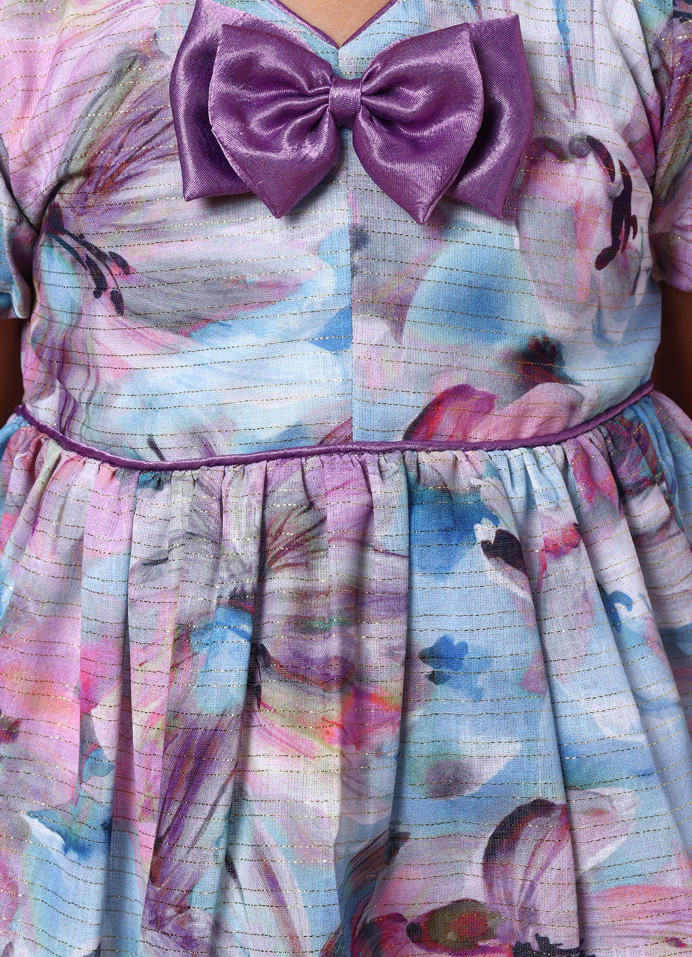 Fancy Print Bow Dress