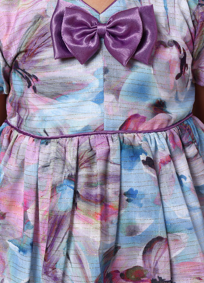 Fancy Print Bow Dress